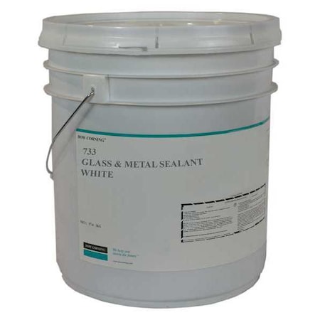 Dowsil Glass and Metal Sealant, 18 kg, Pail, White, Silicone Base, 733 2468336