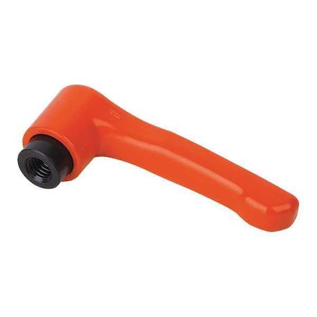 Kipp Adjustable Handle, Low Profile, Size: 2, 1/4-20, Zinc, Orange RAL 2004, Comp: Steel K0737.2A22