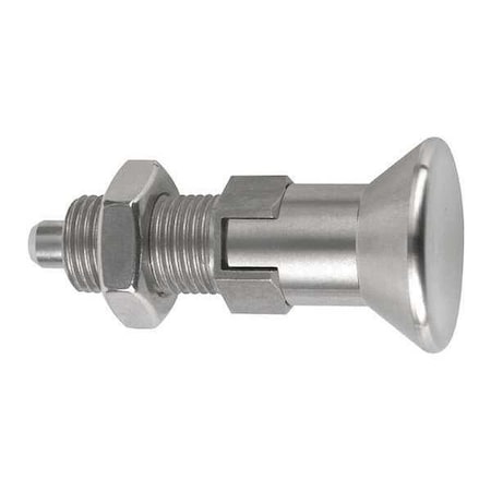 KIPP Indexing Plunger, All SS, Size: 4 D1= M20X1, 5, D=10, Style D Lockout Type W Locknut, Pin Not Hard K0632.114410