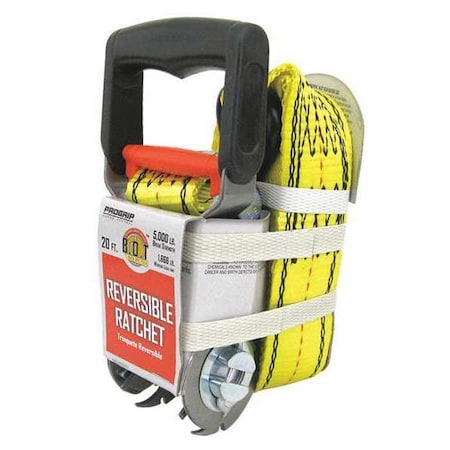 Progrip Cargo Control Tie-Down Strap, 20 ft. L, 1-1/2" W, Yellow 350600