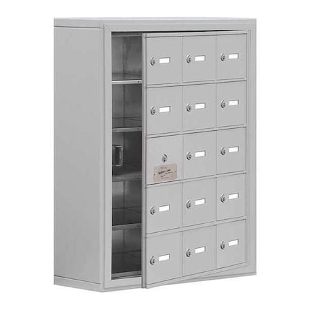 Salsbury Industries Cell Phone Locker, 24 in W, 9 1/4 in D, 31 in H, (3) Wide, (5) Tier, Silver 19158-15ASK