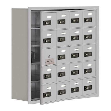Salsbury Industries Cell Phone Locker, 29 1/4 in W, 8 3/4 in D, 29 3/4 in H, (4) Wide, (5) Tier, Silver 19158-20ARC