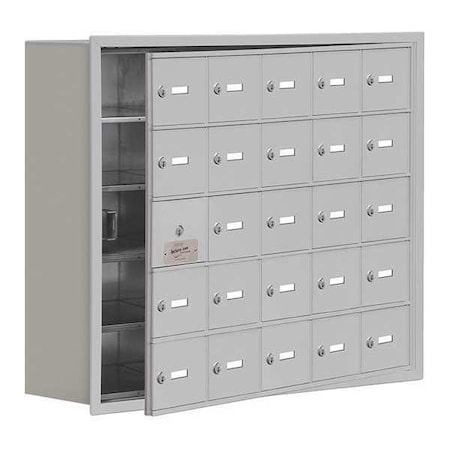 Salsbury Industries Cell Phone Locker, 35 3/4 in W, 8 3/4 in D, 29 3/4 in H, (5) Tier, (5) Wide, Silver 19158-25ARK