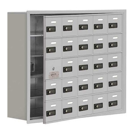 Salsbury Industries Cell Phone Locker, 35 3/4 in W, 8 3/4 in D, 29 3/4 in H, (5) Tier, (5) Wide, Silver 19158-25ARC