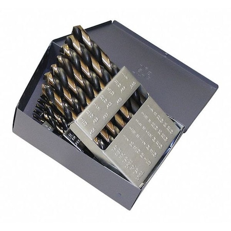 Cle-Line 29PC 135 Degree Heavy-Duty Jobber Length Drill Set Cle-Line 1879 Black & Gold HSS 1/16-1/2x1/64 C18122