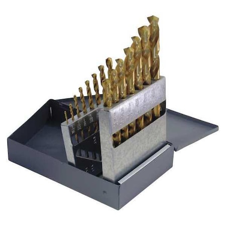 Cle-Line 29PC 118 Degree General Purpose Jobber Length Drill Set Cle-Line 1898T TiN HSS RHS/RHC 1/16-1/2x1/64 C19211