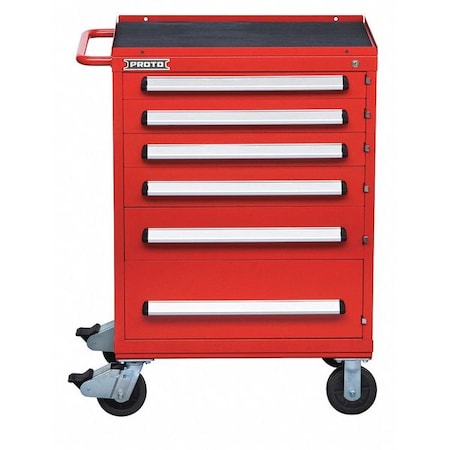 Proto 560 Series Rolling Tool Cabinet, 6 Drawer, Red, Steel, 30 in W x 21-1/2 in D x 42-1/2 in H J563042-6RD