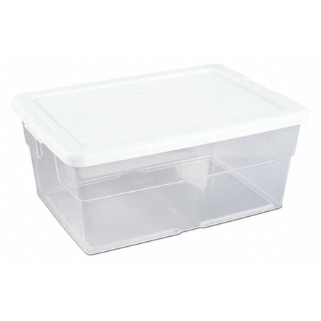 STERILITE Storage Tote, Clear/White, Polypropylene, 16 3/4 in L, 11 7/8 in W, 7 in H, 4 gal Volume Capacity 16448012