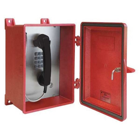 Hubbell Gai-Tronics Telephone, Analog, Red, Surface Mount 354-001RDAC