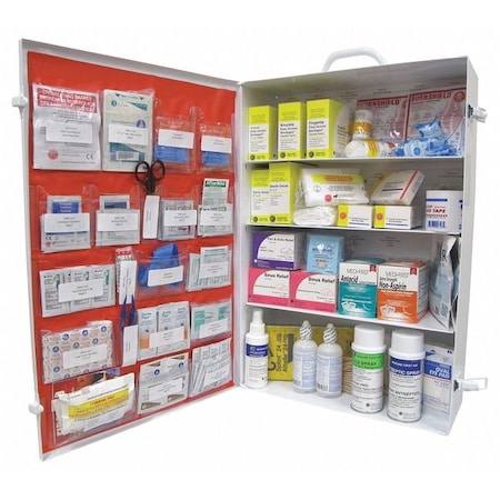 Zoro Select First Aid Kit and Housing, Metal Cabinet, 760 Components, 200 People Served 9999-7502