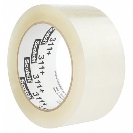 Scotch Carton Sealing Tape, 48 mm W, 100 m L, 2 mil Thick, Clear, Standard Duty, PK36 311+