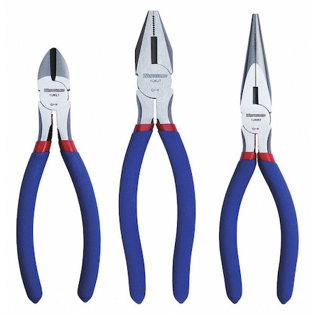 Westward 3 Piece Plier Set Dipped Handle 53JW89