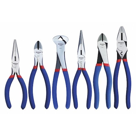 WESTWARD 6 Piece Plier Set Dipped Handle 53JW90