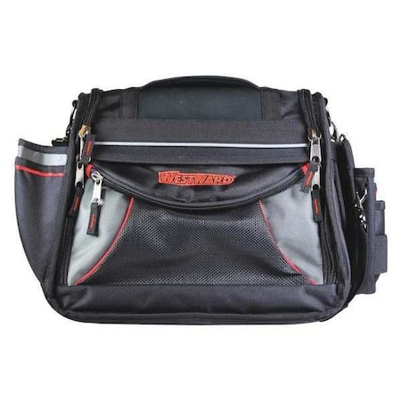 Westward Tool Bag, General Purpose, 15 Pockets, Black, Polyester, 20 Pockets 53JW36