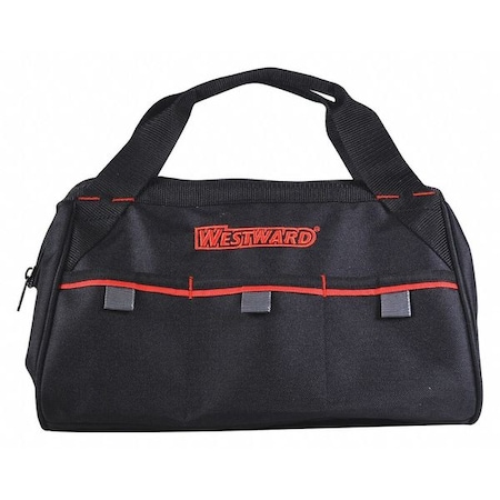 WESTWARD WESTWARD Tool Bag, 3 Outside Pockets, Polyester, Black, 13" W x 9" D x 8" H 53JW42