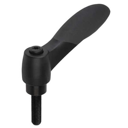 KIPP Adjustable Handle, Soft Touch, Size: 2 1/4-20X55 Plastic, Black RAL 7021, Comp: Steel K0125.2A201X55