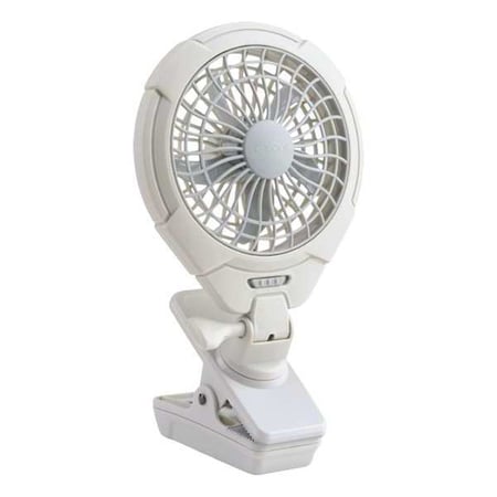 Treva/O2Cool 5" Portable Clip Fan, Non-Oscillating, 2 Speeds, 6VDC, White FC05805