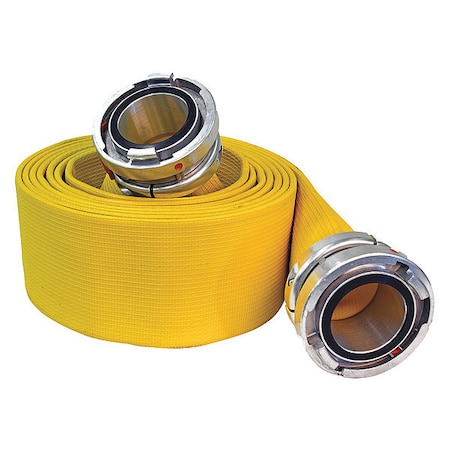 Jafrib Fire Hose, Single Jacket, 50 ft Length, 6 in Hose Inside Dia., PVC Nitrile Rubber Hose Tube, Yellow G50H6RY50S