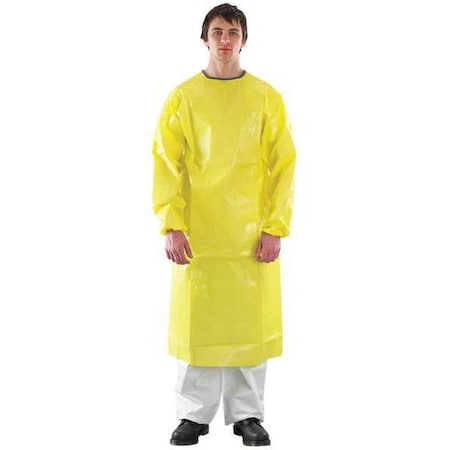 Ansell Gown, Chemical Laminate M3000, Welded, Yellow, L, 40 PK 683000