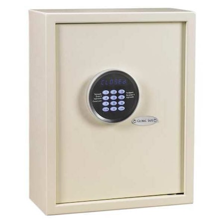 Global Safe Hotel Safe, 0.66 cu ft, 35.2 lb, Not Rated Fire Rating 824 Off White 55