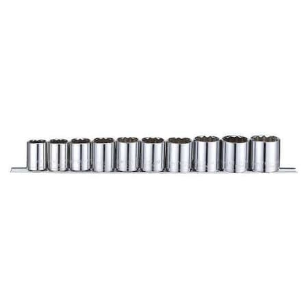 Westward 1/2" Drive Socket Set Metric 10 Pieces 22 mm to 32 mm , Chrome, Socket Set, 22 mm to 32 mm 53PN70