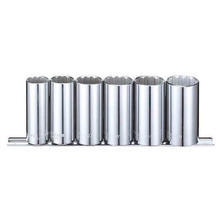 Westward 3/8" Drive Socket Set SAE 6 Pieces 11/16 in to 1 in , Chrome, Skt St, Chrm, 20-25 mm, 6Pt 53PN44