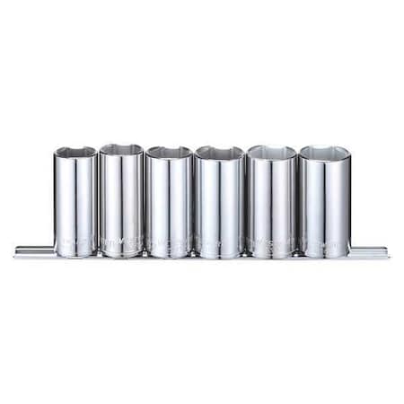 Westward 3/8" Drive Socket Set Metric 6 Pieces 20 mm to 25 mm , Chrome, Skt St, Chrm, 5-15 mm, 6Pt 53PN48