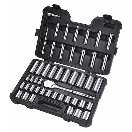 Westward 1/2" Drive Socket Set Metric 47 Pieces 10 mm to 32 mm , Chrome 53PN55