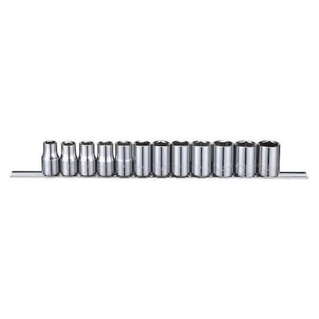 Westward 1/2" Drive Socket Set Metric 12 Pieces 10 mm to 21 mm , Chrome, Skt St, Chrm, 10-32 mm, 6Pt 53PN65