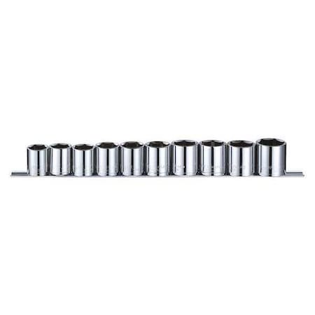 Westward 1/2" Drive Socket Set Metric 10 Pieces 22 mm to 32 mm , Chrome, Skt St, Chrm, 1/4-1 in, 12Pt 53PN66