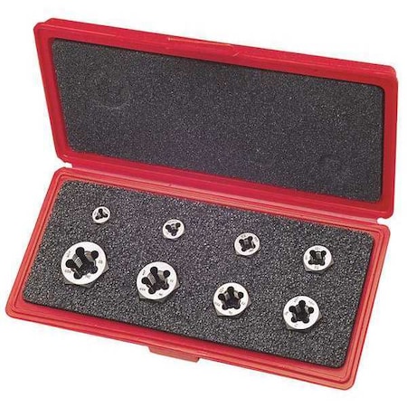 Chicago-Latrobe 8pc Carbon Steel Hexagon Rethreading Die Set 377 Greenfield Threading, 1/4-20 to 3/4-10 UNC 403512