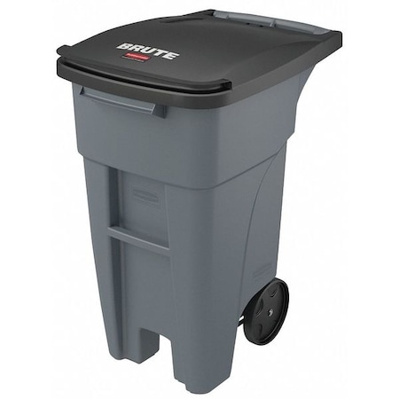 Rubbermaid Commercial BRUTE 32 gal Rectangular Rolling Plastic Can, Gray, None, Plastic, 20 5/8 in 1971941