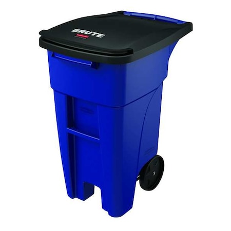 Rubbermaid Commercial BRUTE 32 gal Rectangular Rolling Plastic Can, Blue, None, Plastic, 20 5/8 in 1971943