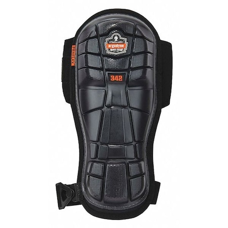 Ergodyne Knee Pad, Hard Shell, Gel, Foam Pad, Rubber Cap, hook-and-loop Closure, 2 Straps, Black, Universal 342