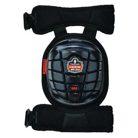 Ergodyne Knee Pad, Hard Shell, Gel, Foam Pad, Rubber Cap, Clip Closure, 2 Straps, Black, Universal 344