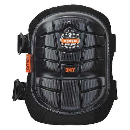 Ergodyne Knee Pad, Hard Shell, Foam, Gel Pad, Rubber Cap, Clip Closure, 2 Straps, Black, Universal 347
