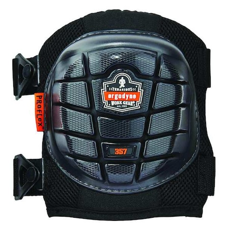 Ergodyne Knee Pad, Hard Shell, Foam, Gel Pad, Rubber Cap, Clip Closure, 2 Straps, Black, Universal 357