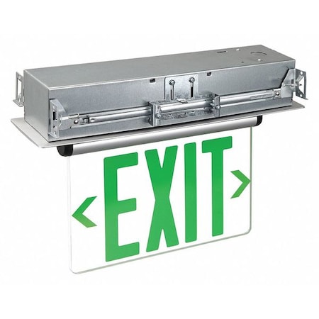 Zoro Select Exit Sign, Silver, 1 Face(s), LED, Recess Mount, Nickel Cadmium (Formerly LumaPro) 53RH95