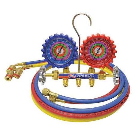 Uniweld Mechanical Manifold Gauge Set, 60" L Hose QS4L5HEZ