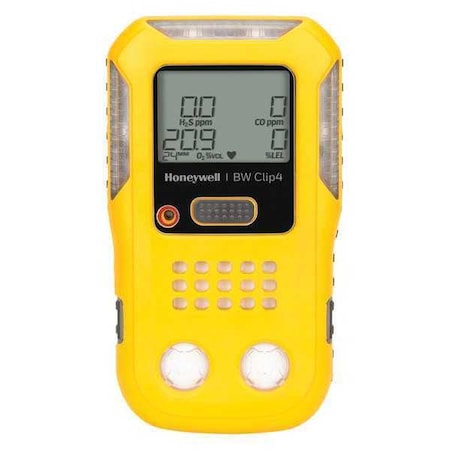 Honeywell Bw BW Clip Multi-Gas Detector, Audible, Vibrating, Visual, LCD, 2 yr Battery Life BWC4-Y-N