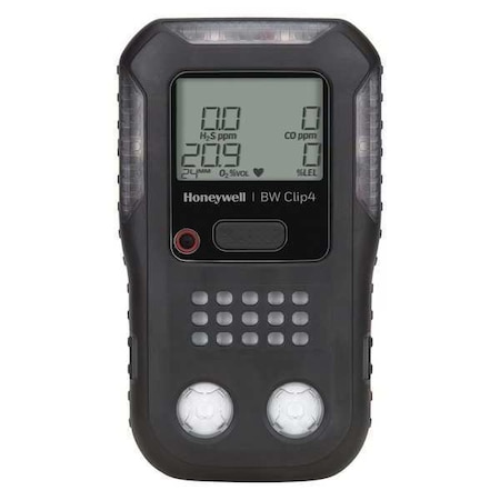 Honeywell Bw BW Clip Multi-Gas Detector, Audible, Vibrating, Visual, LCD, 2 yr Battery Life BWC4-B-N