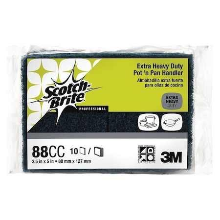 Scotch-Brite Scouring Pad, 5" L x 3-1/2" W, Blue, PK10 88CC