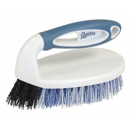 Quickie 3 in W Scrub Brush, Medium, 5 1/4 in L Handle, 6 in L Brush, Blue, Plastic, 7 1/2 in L Overall 252MB
