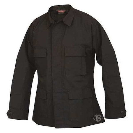 Tru-Spec Jacket, 65% Polyester/35% Cotton Ripstop, Button, Black, L/2XL 1320