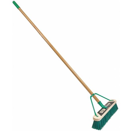Quickie 18 in Sweep Face Push Broom, Stiff, Synthetic, Green 847HDSU