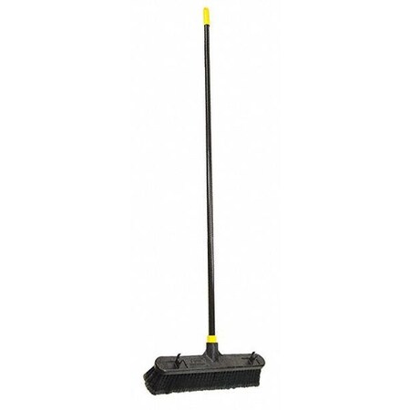 Quickie 18 in Sweep Face Push Broom, Stiff, Synthetic, Black 523ZQK