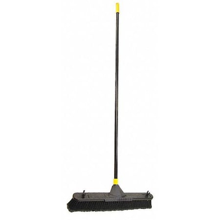 Quickie 24 in Sweep Face Broom, Stiff, Synthetic, Black 633