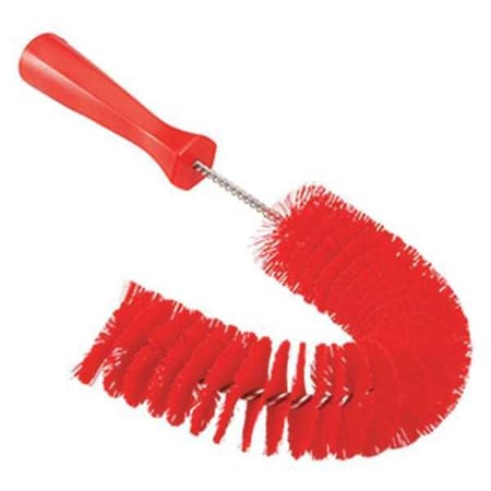 Vikan 7 7/8 in W Hook Brush, Medium, 5 1/4 in L Handle, 15 1/2 in L Brush, Red, Polypropylene 53724