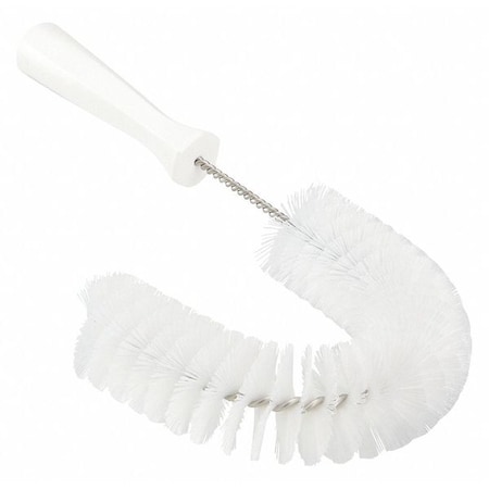 Vikan 7 7/8 in W Hook Brush, Medium, 5 1/4 in L Handle, 15 1/2 in L Brush, White, Polypropylene 53725