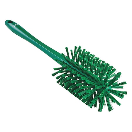 Vikan 3 1/2 in W Bottle Brush, Stiff, 10 1/4 in L Handle, 6 1/2 in L Brush, Green, Plastic 5381902